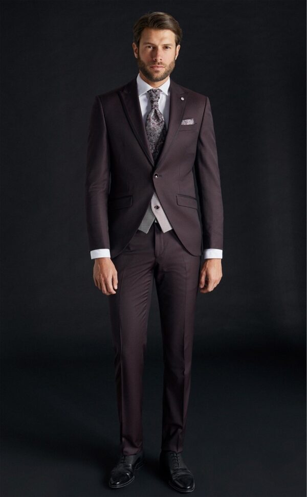 TRAJE DE NOVIO ETERNAL BURDEOS LISO LAINE, POLYESTER ET LYCRA 19.23.500