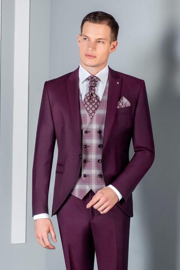 Traje de novio Eternal burdeos liso lana y mohair 67.20.501