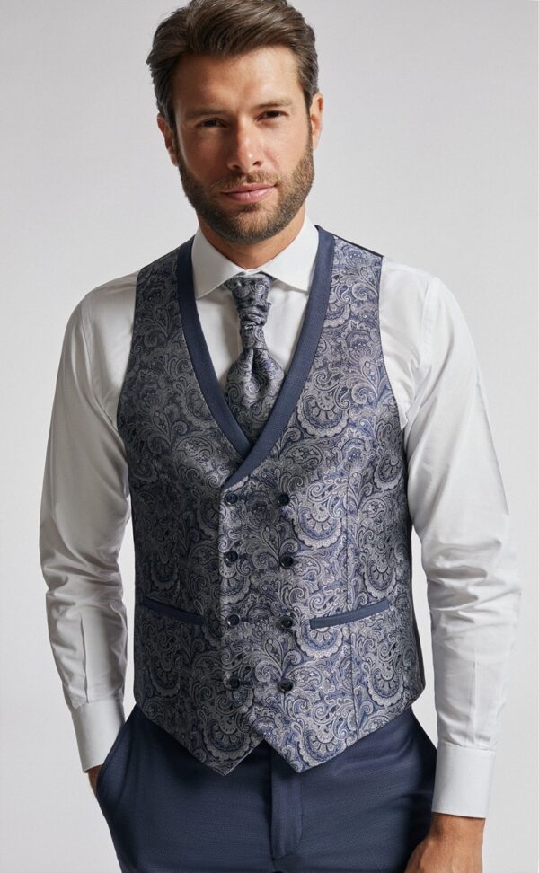 TRAJE DE NOVIO ETERNAL AZUL LISO LAINE, POLYESTER ET LYCRA 02.23.310A - Imagen 4