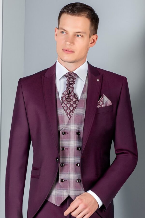 Traje de novio Eternal burdeos liso lana y mohair 67.20.501 - Imagen 3