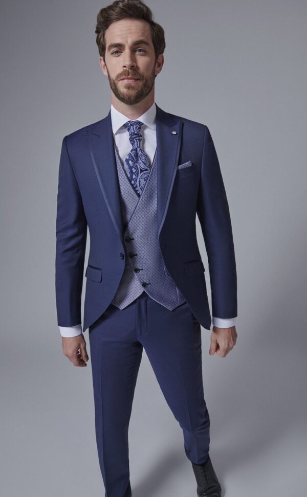 Traje de novio ETERNAL azul oscuro liso laine, polyester et lycra 09.24.310 - Imagen 3