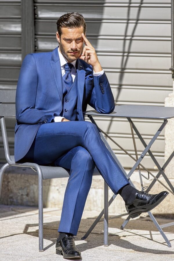 Traje de novio Eternal azul liso lana y mohair 43.18.324 - Imagen 4