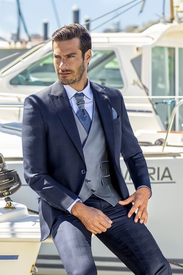 TRAJE DE NOVIO ETERNAL AZUL DE CUADROS LANA 16.21.300