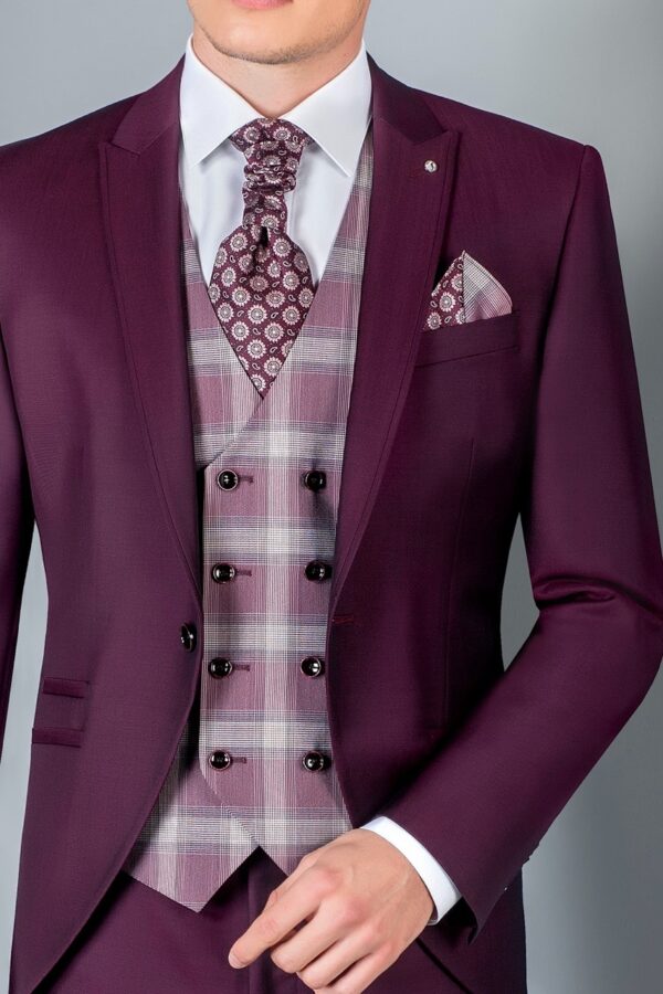 Traje de novio Eternal burdeos liso lana y mohair 67.20.501 - Imagen 4