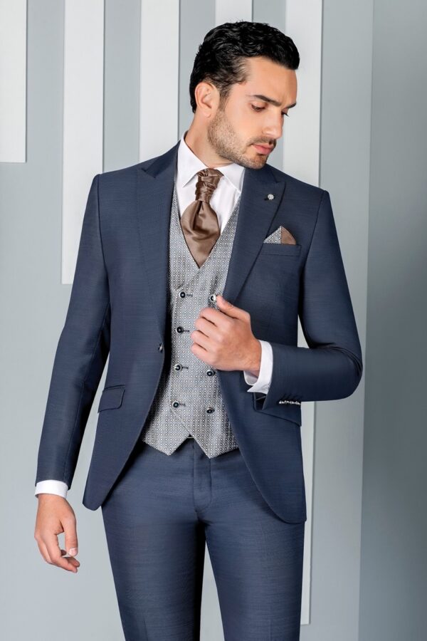TRAJE DE NOVIO ETERNAL AZUL MICRODIBUJO POLIÉSTER Y LANA 16.19.320