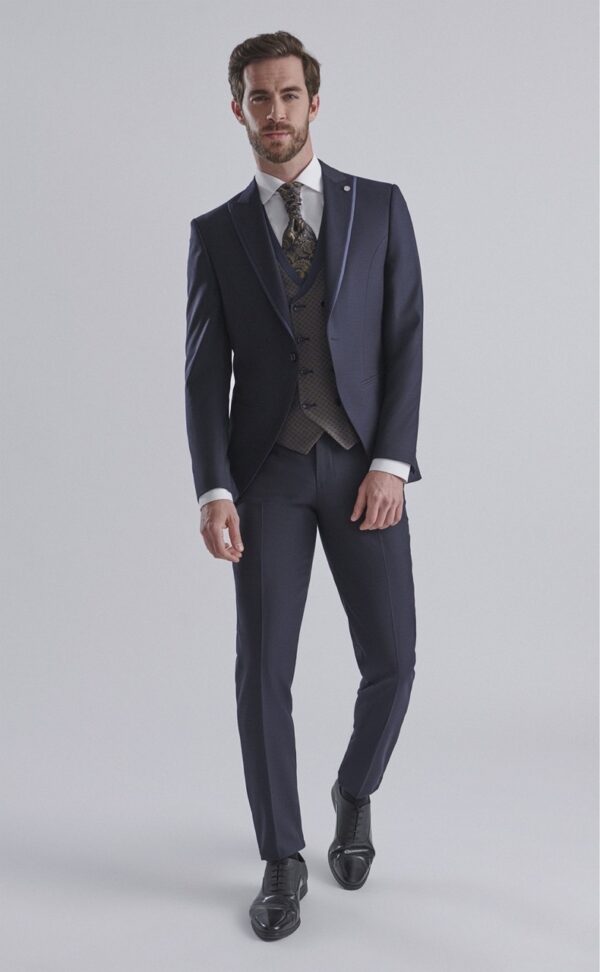 Traje de novio ETERNAL azul oscuro liso laine, polyester et lycra 17.24.300 - Imagen 4