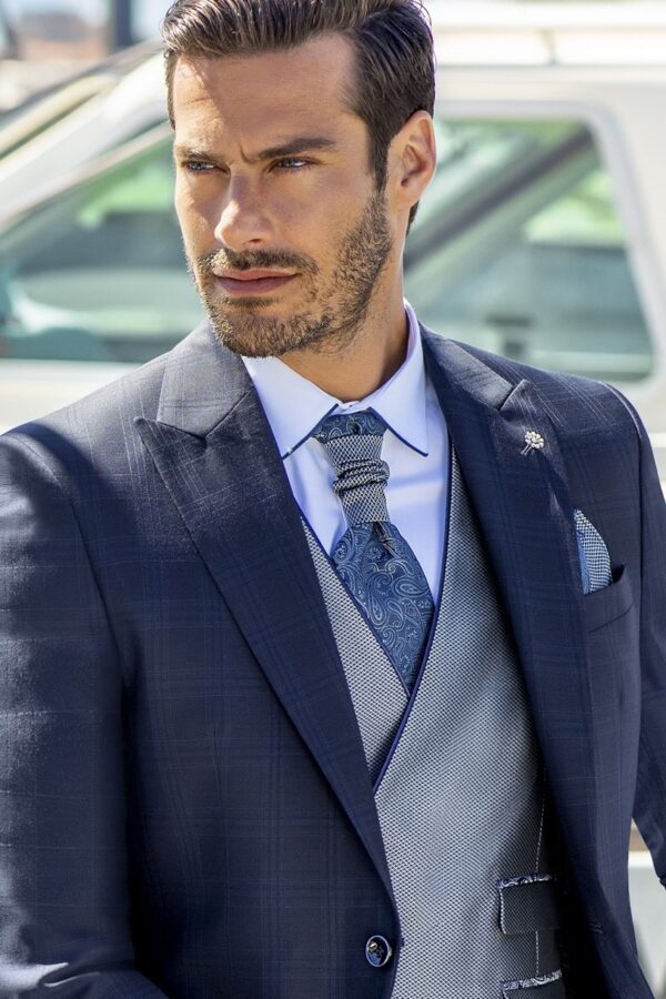 TRAJE DE NOVIO ETERNAL AZUL DE CUADROS LANA 16.21.300 - Imagen 4