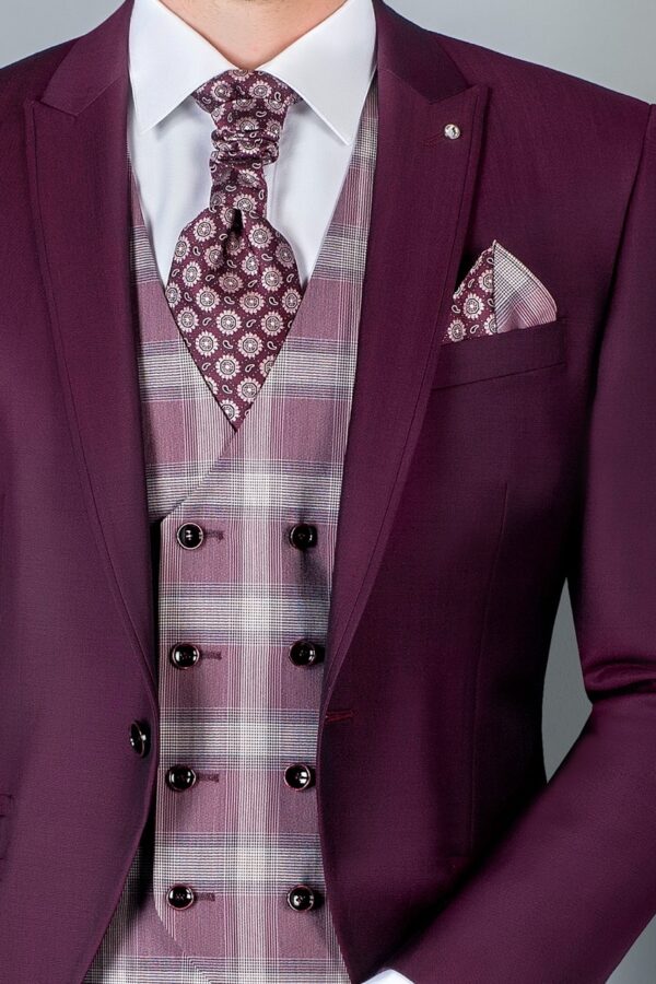 Traje de novio Eternal burdeos liso lana y mohair 67.20.501 - Imagen 2