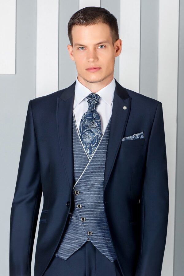 TRAJE DE NOVIO ETERNAL AZUL LISO LANA Y MOHAIR 02.19.301 - Imagen 4