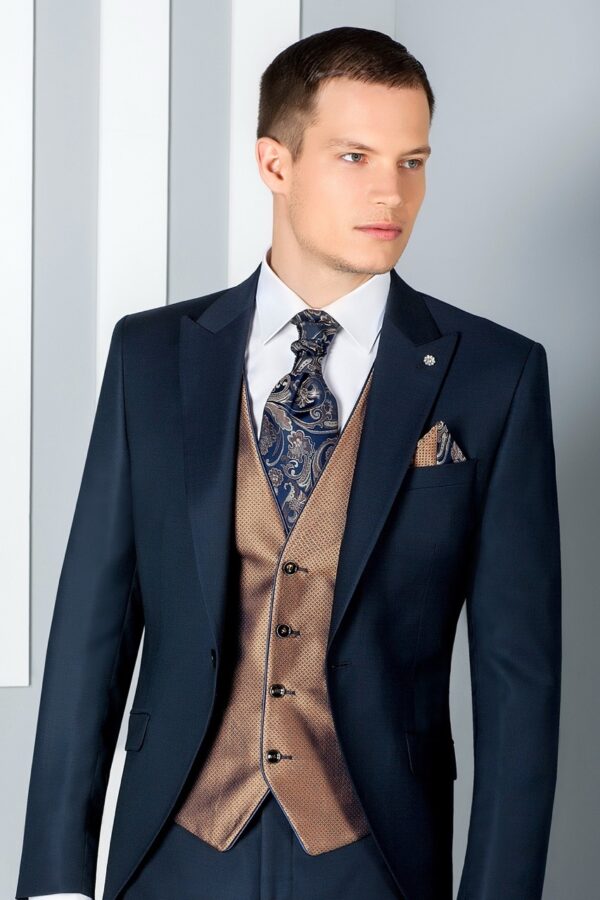 TRAJE DE NOVIO ETERNAL AZUL DE CUADROS LANA 07.20.300 - Imagen 4