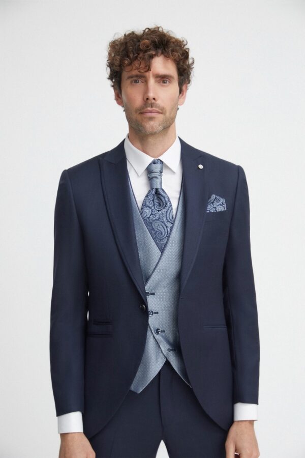 TRAJE DE NOVIO ETERNAL AZUL MICRODIBUJO LANA 11.22.300 - Imagen 4