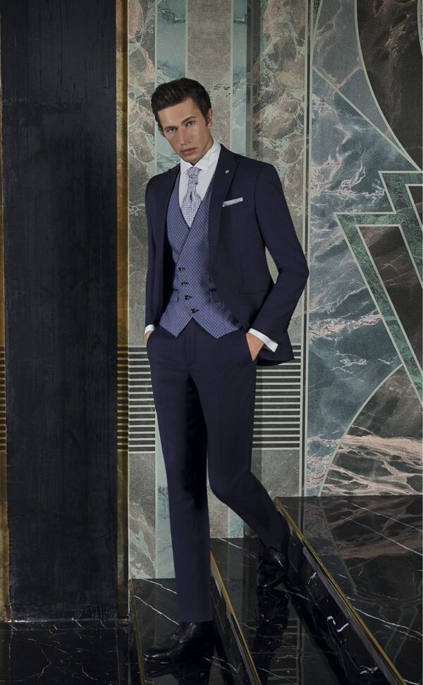 Traje de novio ETERNAL azul oscuro liso laine, polyester et lycra 06.24.300 - Imagen 2