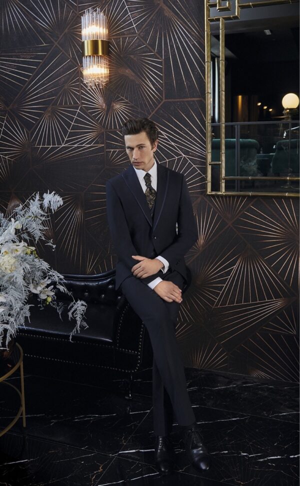Traje de novio ETERNAL azul oscuro liso laine, polyester et lycra 17.24.300 - Imagen 5