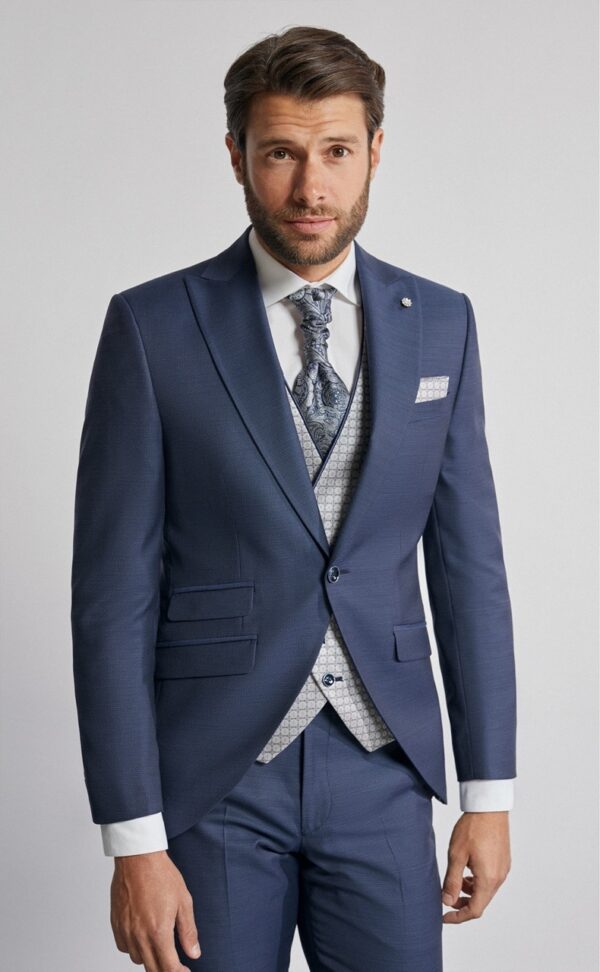 TRAJE DE NOVIO ETERNAL AZUL LISO LAINE, POLYESTER ET LYCRA 02.23.310 - Imagen 2