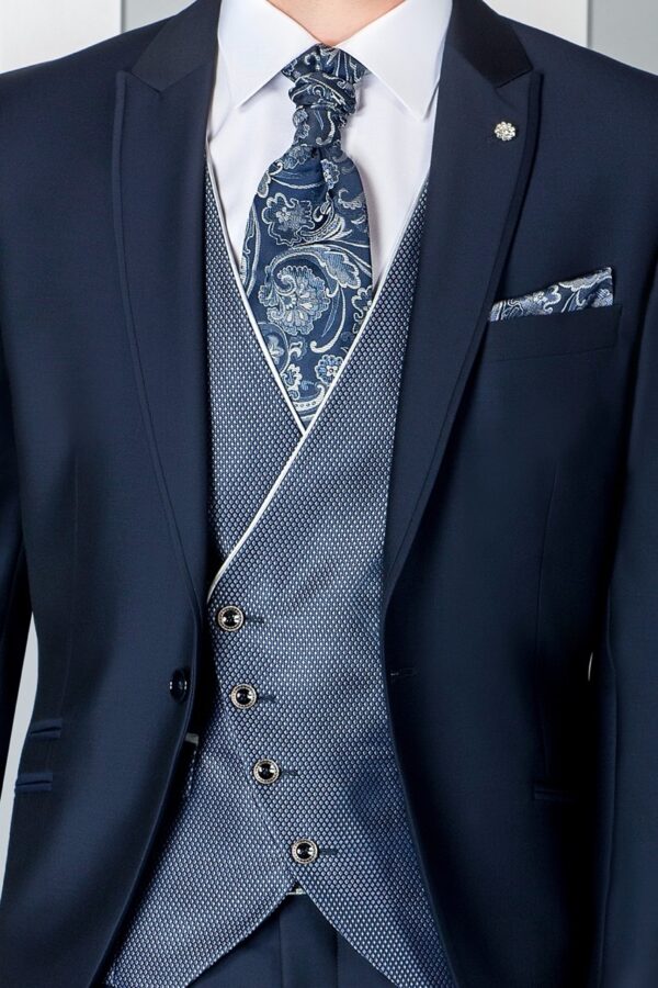 TRAJE DE NOVIO ETERNAL AZUL LISO LANA Y MOHAIR 02.19.301 - Imagen 3