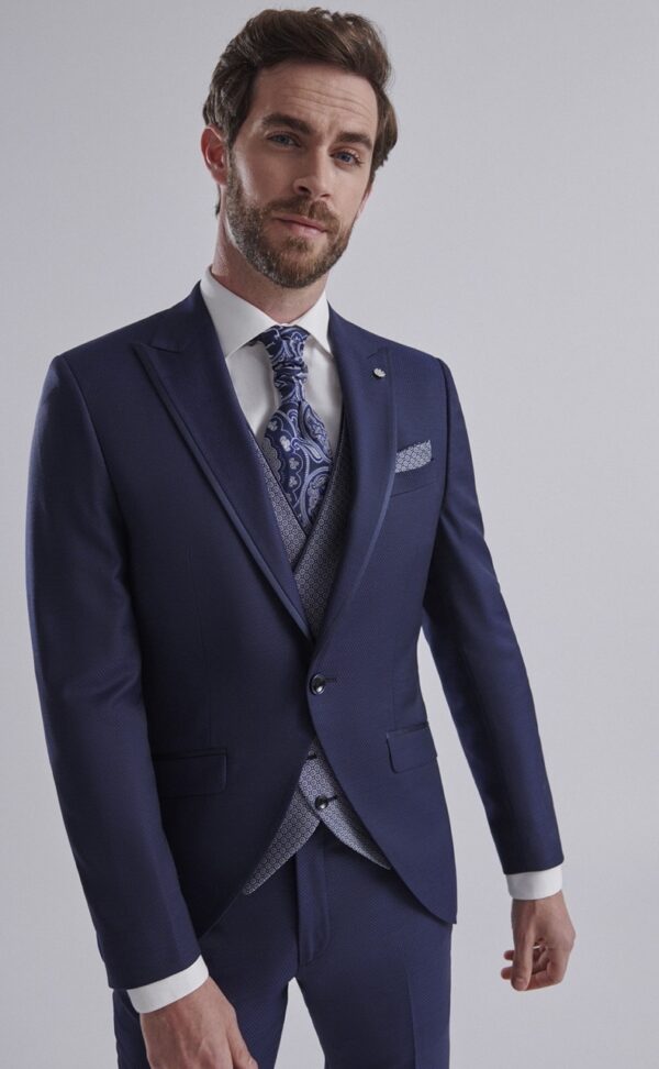Traje de novio ETERNAL azul oscuro liso laine, polyester et lycra 09.24.310