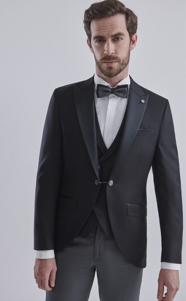 Traje de novio ETERNAL negro liso lana 31.24.001 - Imagen 3