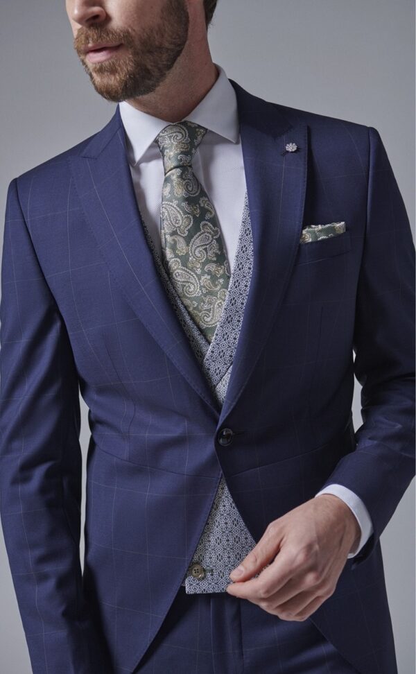 TRAJE DE NOVIO ETERNAL AZUL OSCURO LISO LANA 22.24.301 - Imagen 4