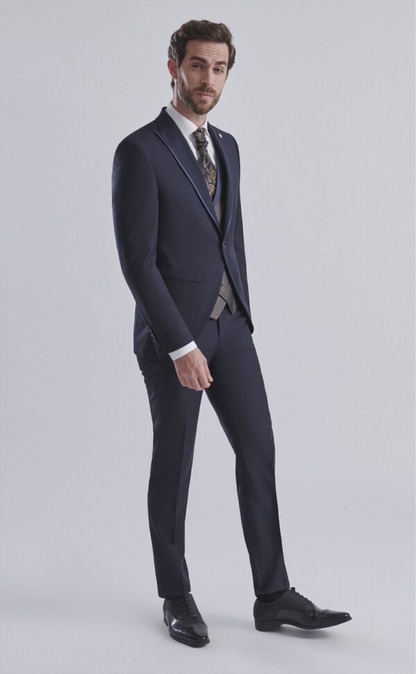 Traje de novio ETERNAL azul oscuro liso laine, polyester et lycra 17.24.300