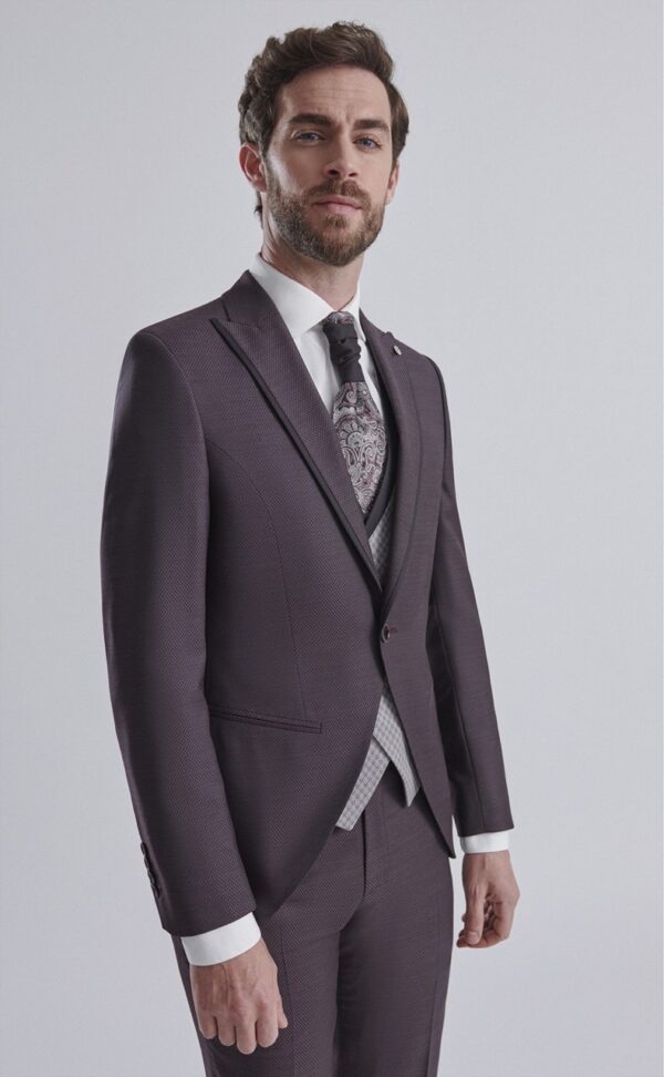 Traje de novio ETERNAL burdeos liso laine, polyester et lycra 25.24.500 - Imagen 2
