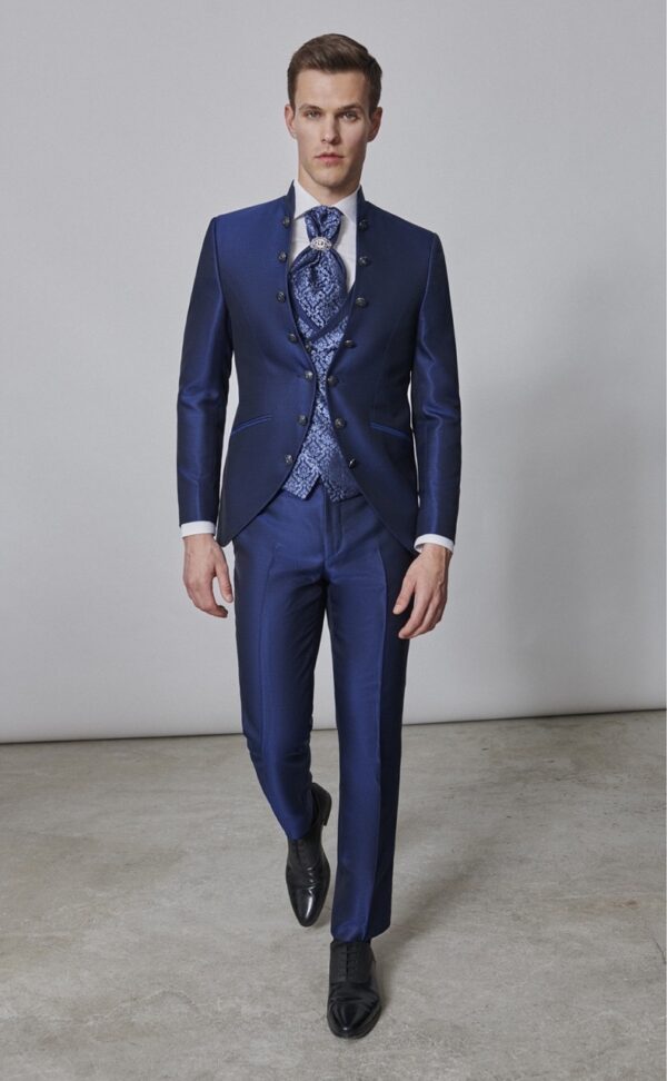 Traje de novio WEDDING azul oscuro liso acetato y lana 33.24.322