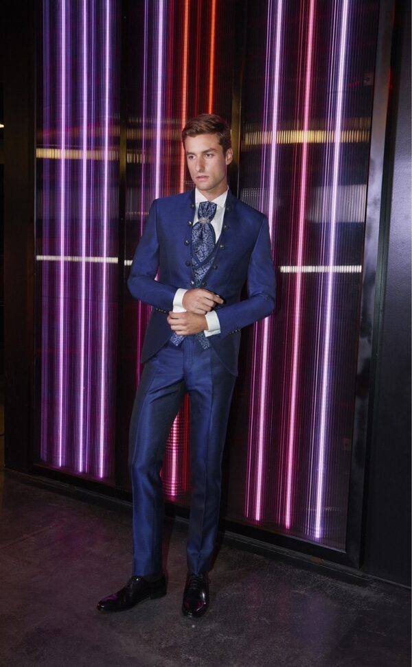 Traje de novio WEDDING azul oscuro liso acetato y lana 33.24.322 - Imagen 2