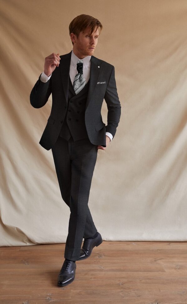 Traje de novio Feel negro microdibujo lana e lycra 101.23.001