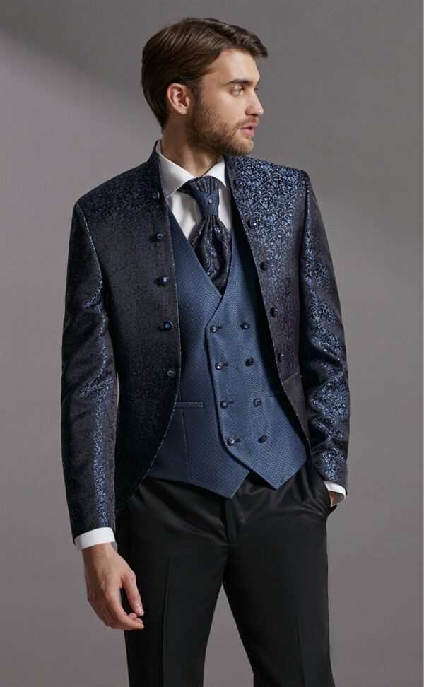 Traje de novio Wedding azul brocado acetato y poliéster 64.23.320 - Imagen 2