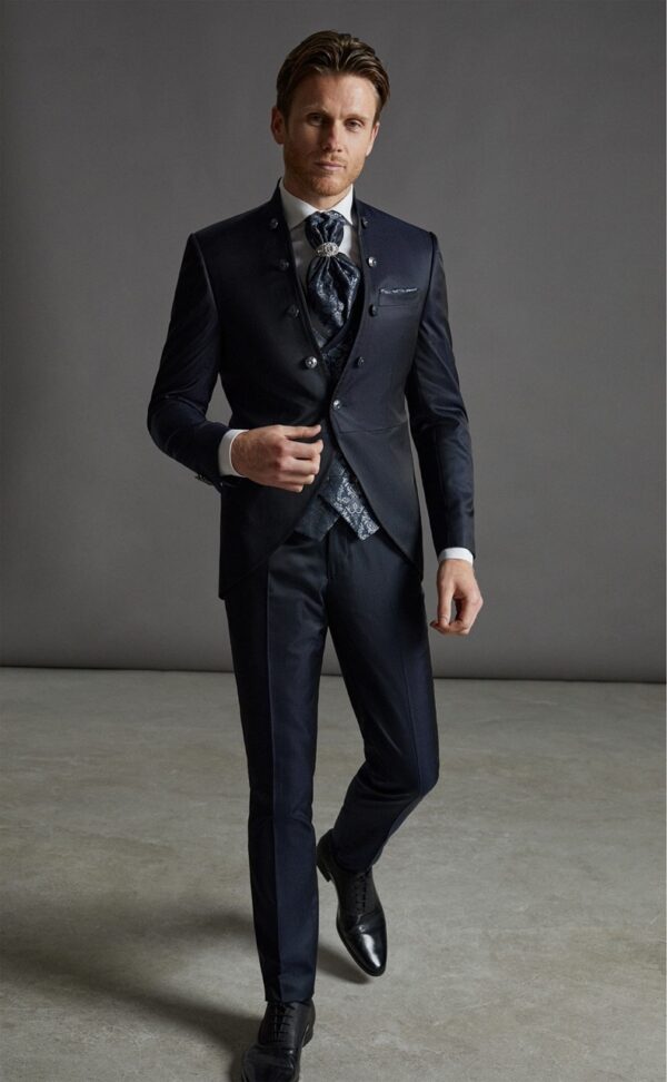 Traje de novio Wedding azul microdibujo acetato y lana 36.23.300