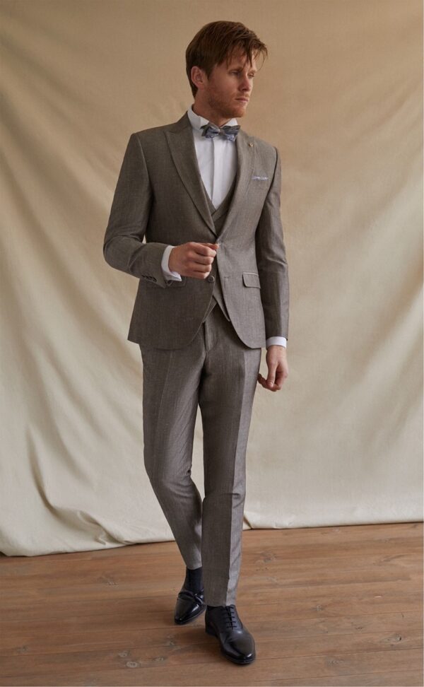 Traje de novio Feel gris liso lino y lana 96.23.640