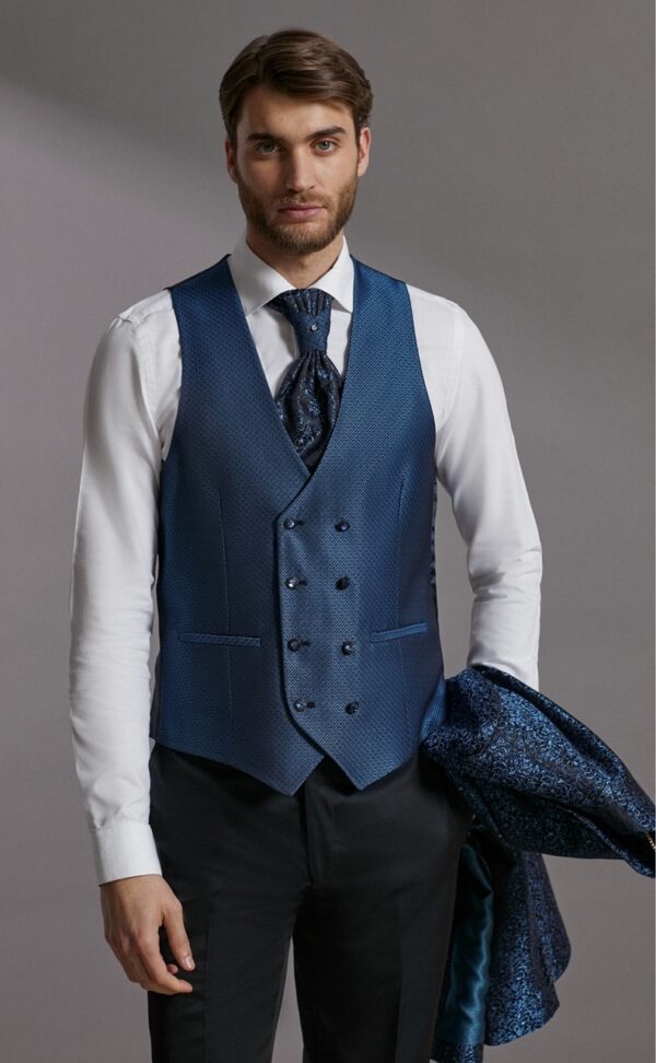 Traje de novio Wedding azul brocado acetato y poliéster 64.23.320 - Imagen 4