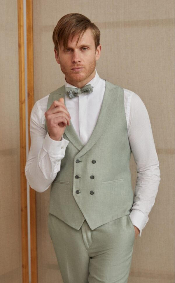 Traje de novio Feel verde liso lino y lana 86.23.810 - Imagen 3