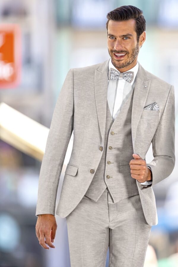 TRAJE DE NOVIO FEEL BEIGE LISO LINO Y ALGODÓN 105.21.640