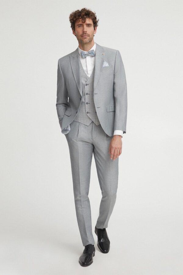 TRAJE DE NOVIO FEEL GRIS LISO LINO Y LANA 46.22.030A