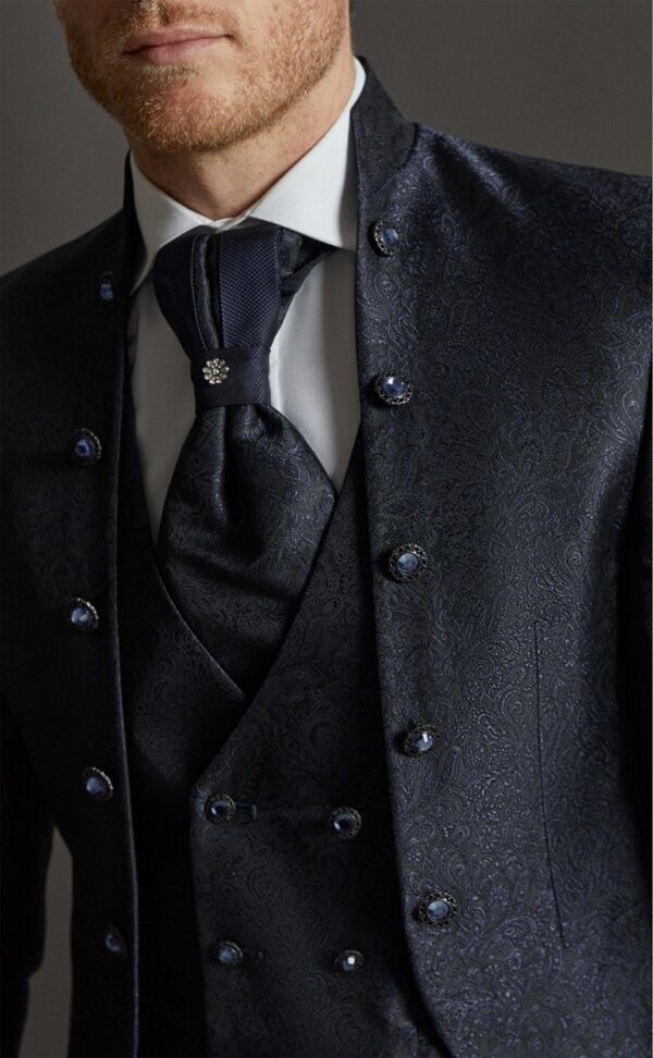 Traje de novio Wedding azul brocado poliéster 72.23.301 - Imagen 4