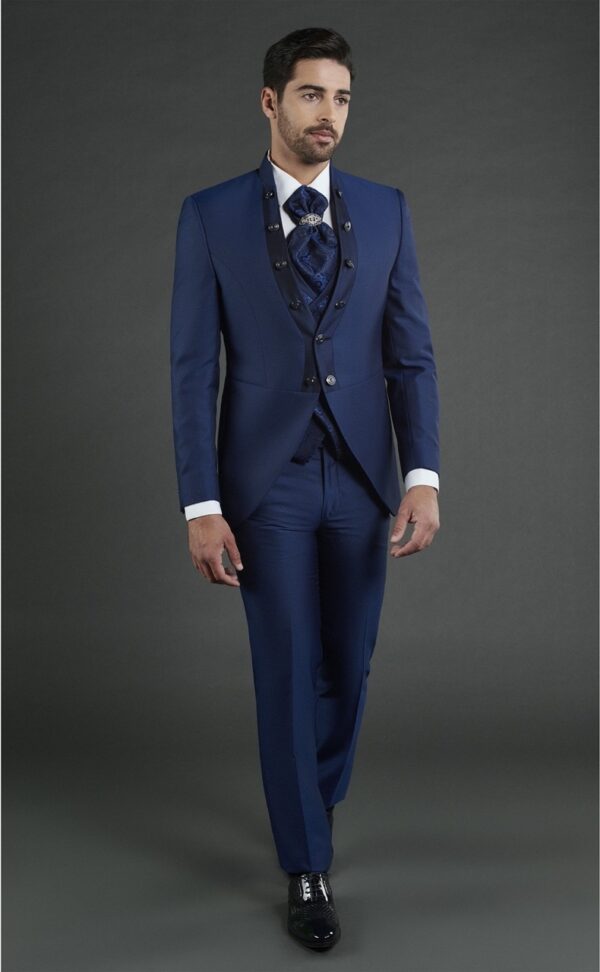 Traje de novio WEDDING azul oscuro liso acetato y lana 35.24.320