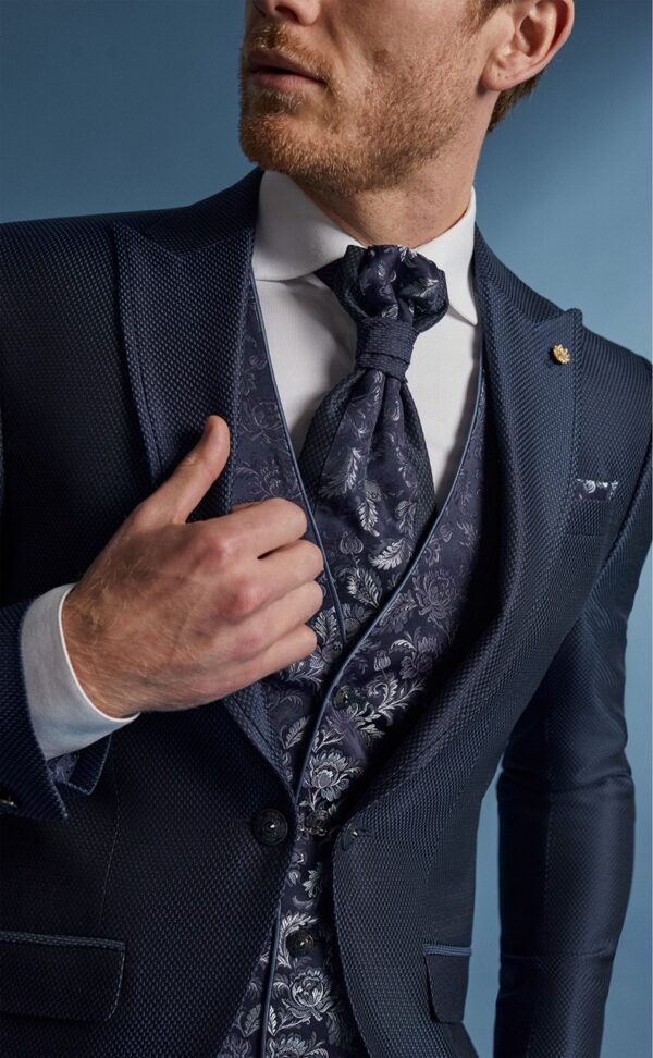 Traje de novio Wedding azul microdibujo acetato y lana 34.23.320 - Imagen 3