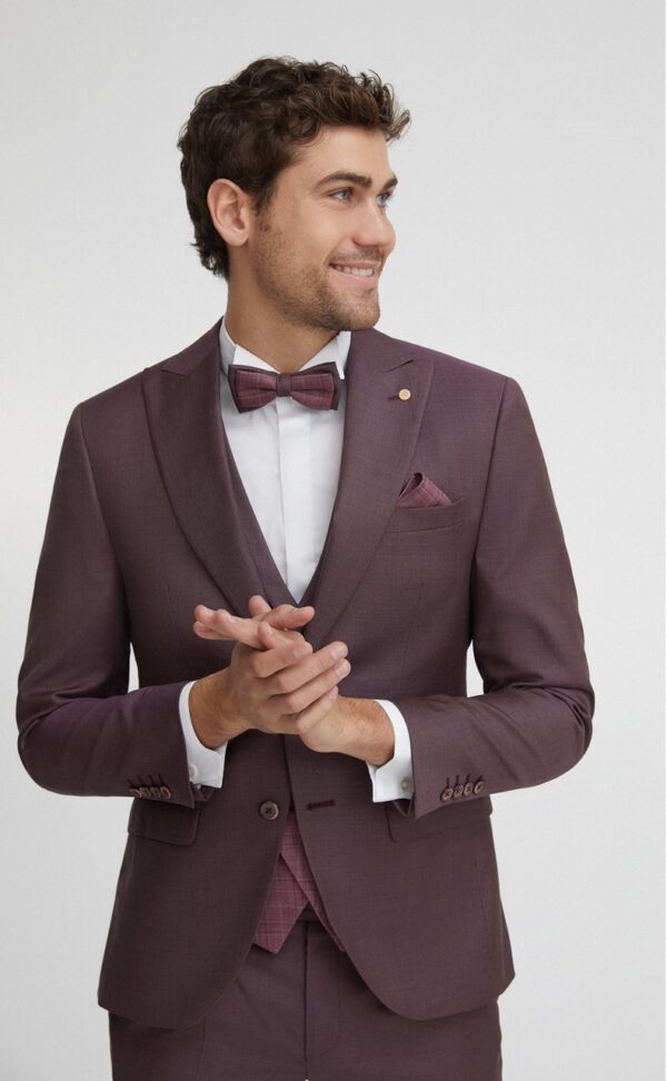 Traje de novio Feel burdeos liso lana 41.22.500A - Imagen 2