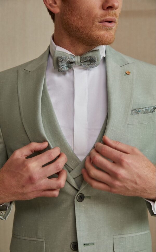 Traje de novio Feel verde liso lino y lana 86.23.810 - Imagen 4