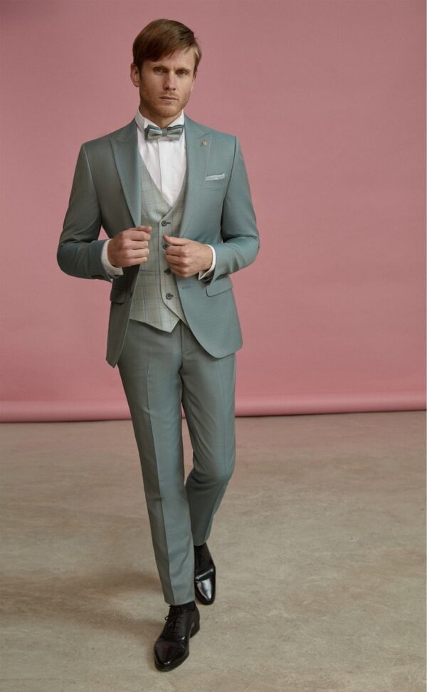 Traje de novio Feel verde liso lana 87.23.810