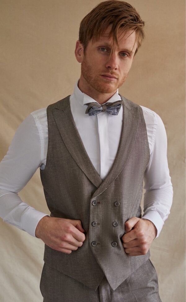 Traje de novio Feel gris liso lino y lana 96.23.640 - Imagen 2