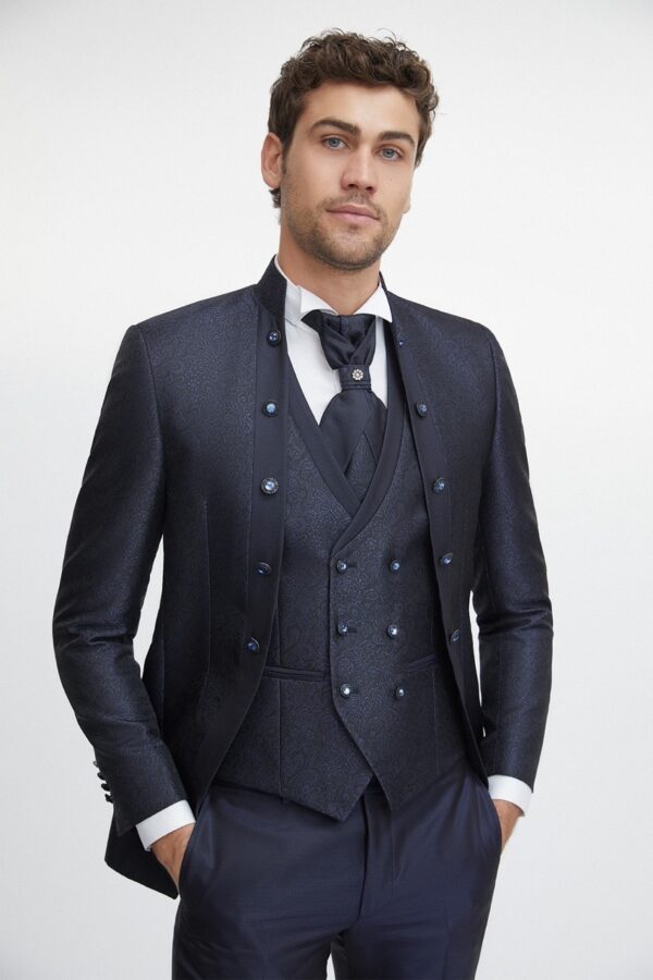 Traje de novio Trend azul microdibujo poliéster 33.22.300 - Imagen 2