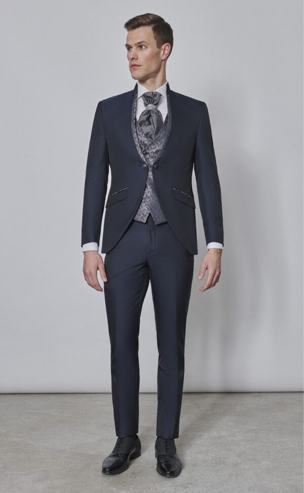 Traje de novio WEDDING azul liso poliéster y lana 42.24.300