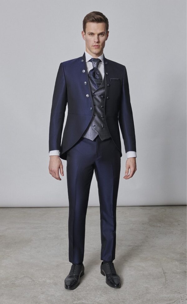 Traje de novio WEDDING azul oscuro liso acetato y lana 45.24.303