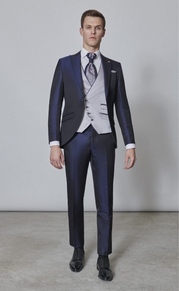 TRAJE DE NOVIO WEDDING AZUL OSCURO LISO ACETATO, VISCOSA Y LANA 47.24.300