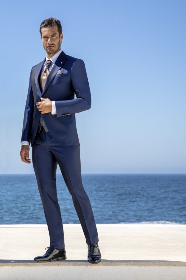 TRAJE DE NOVIO WEDDING AZUL MICRODIBUJO ACETATO Y LANA 46.21.315 - Imagen 3