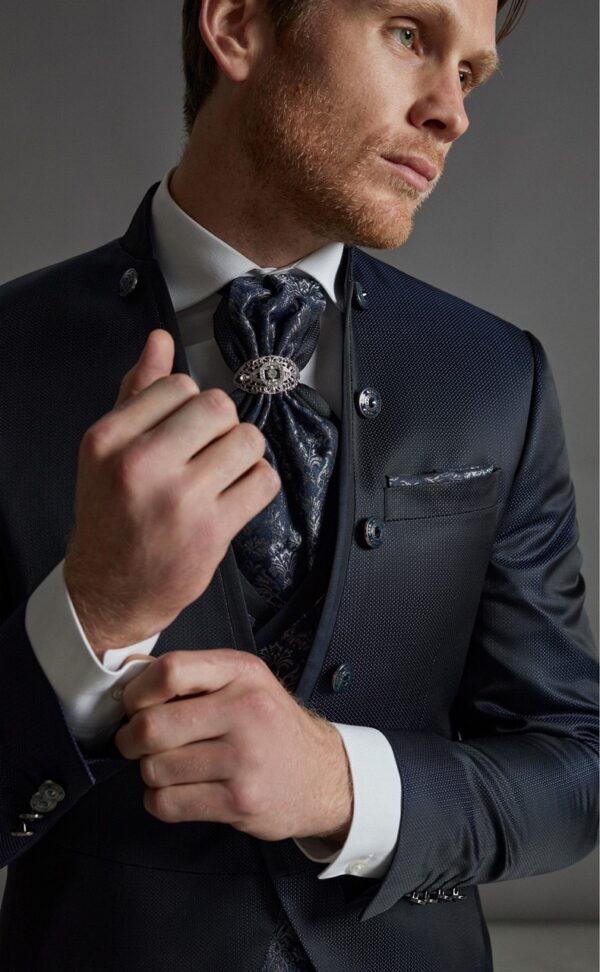 Traje de novio Wedding azul microdibujo acetato y lana 36.23.300 - Imagen 4