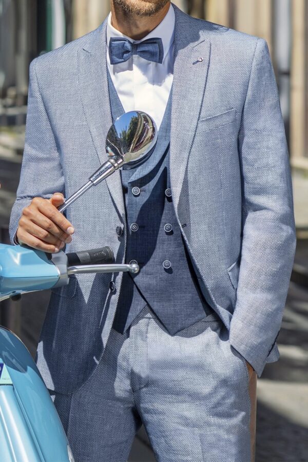 TRAJE DE NOVIO FEEL AZUL LISO LINO Y ALGODÓN 107.21.240 - Imagen 4