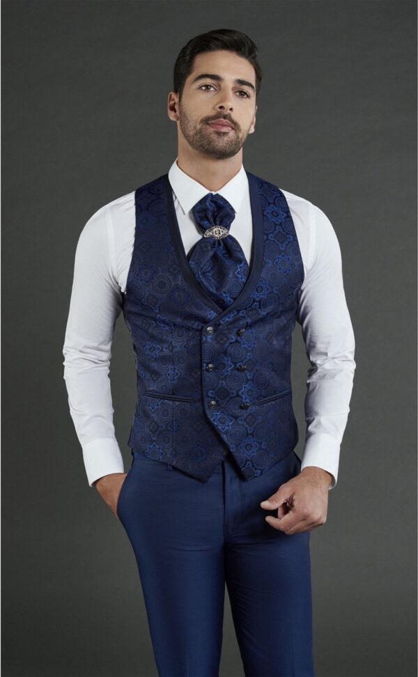 Traje de novio WEDDING azul oscuro liso acetato y lana 35.24.320 - Imagen 3