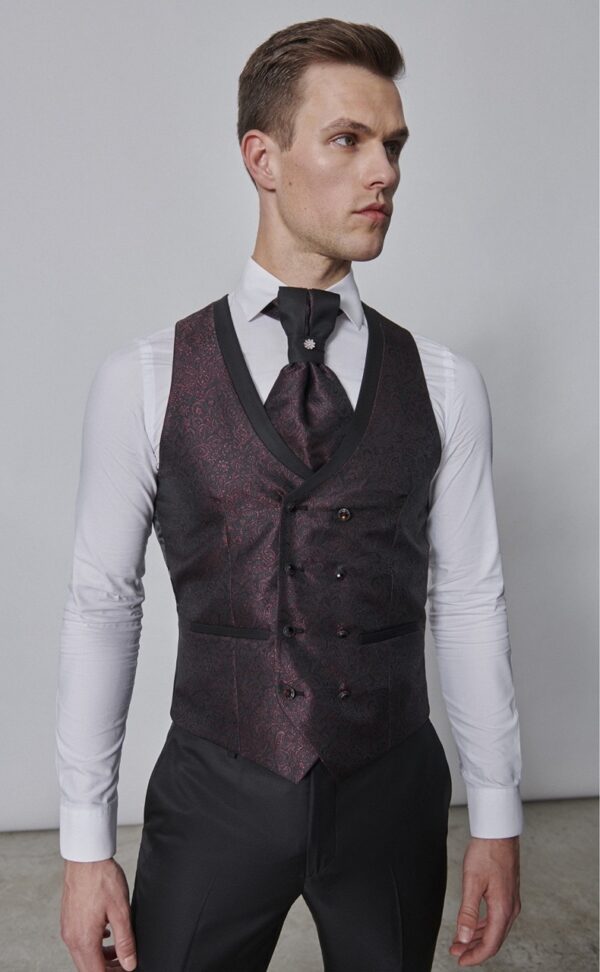 Traje de novio TREND burdeos microdibujo poliéster 58.24.500 - Imagen 3